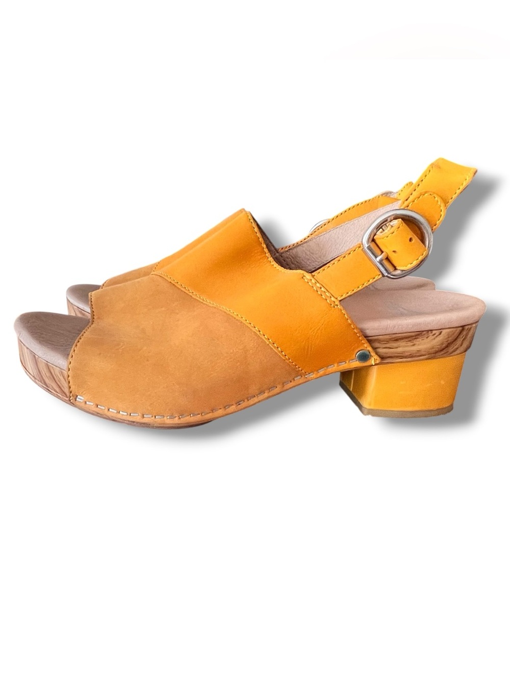 DANSKO Madalyn Mango Block Heel Clog Sandal Leather Slingback EU39 US 8.5-9